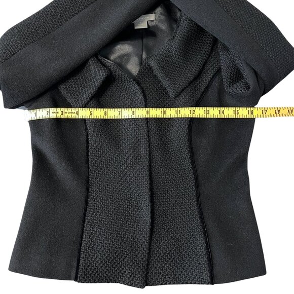 Ann Taylor Textured Wool Jacket Womens Size 0 Black Cropped Tailored Chic - Picture 9 of 11